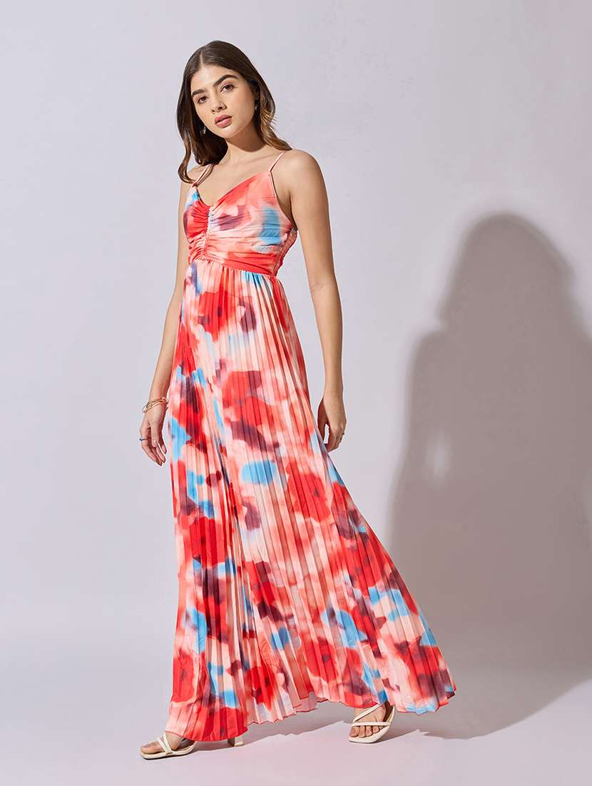 women floral print shoulder strap fit & flare dress - 22381228 -  Standard Image - 3