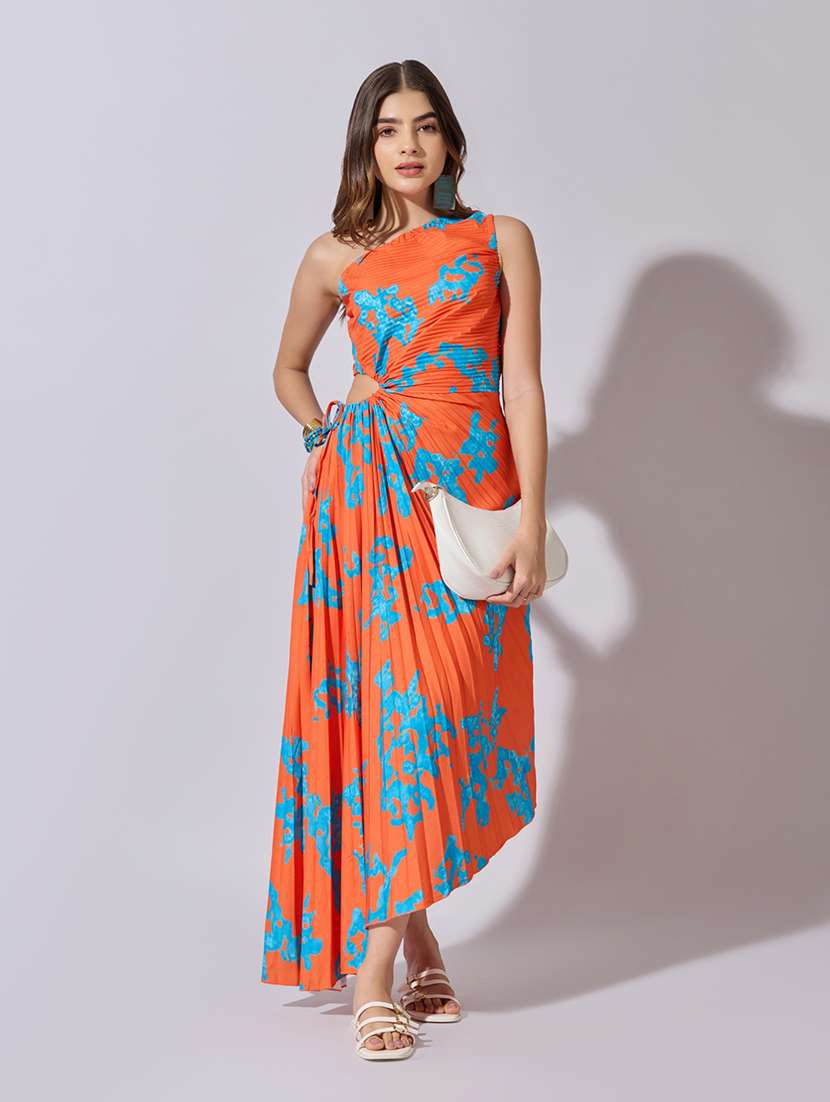 women printed single shoulder asymmetric dress - 22381236 -  Standard Image - 5