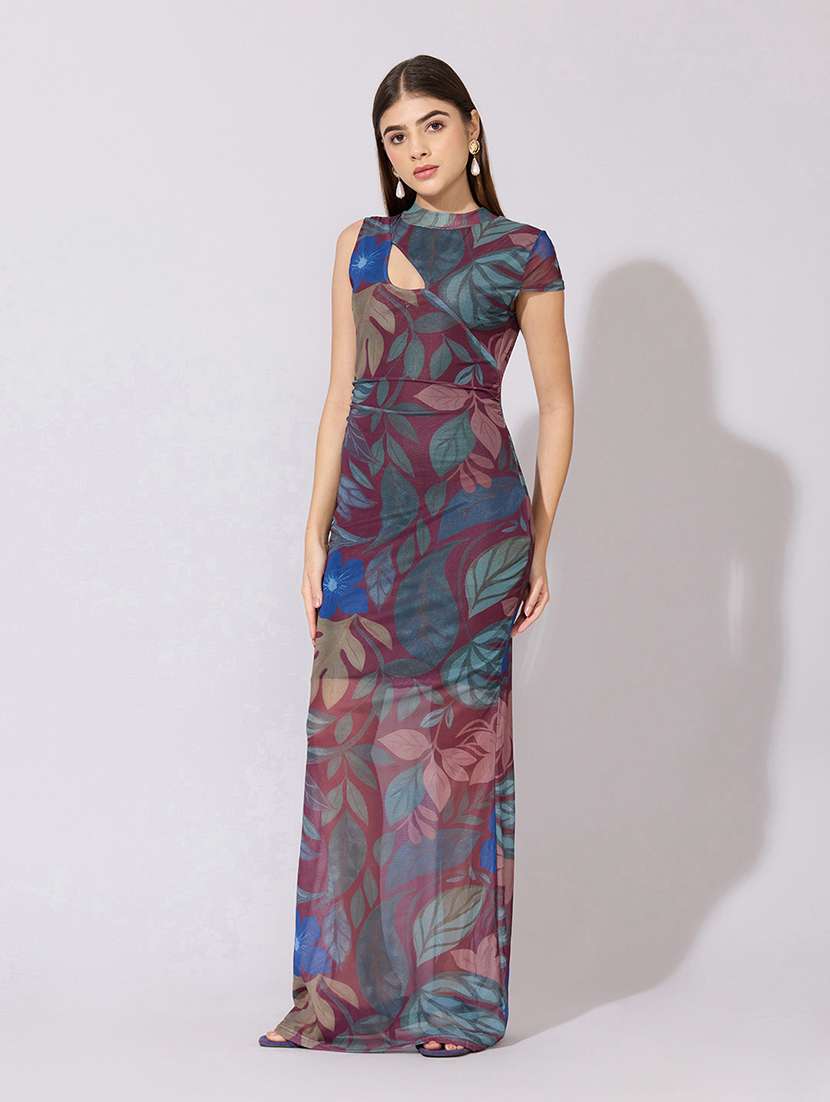 women printed sleeveless bodycon dress