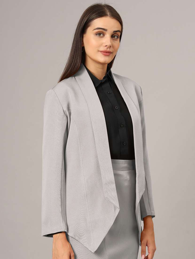 women solid long sleeve formal blazer - 22381241 -  Standard Image - 3