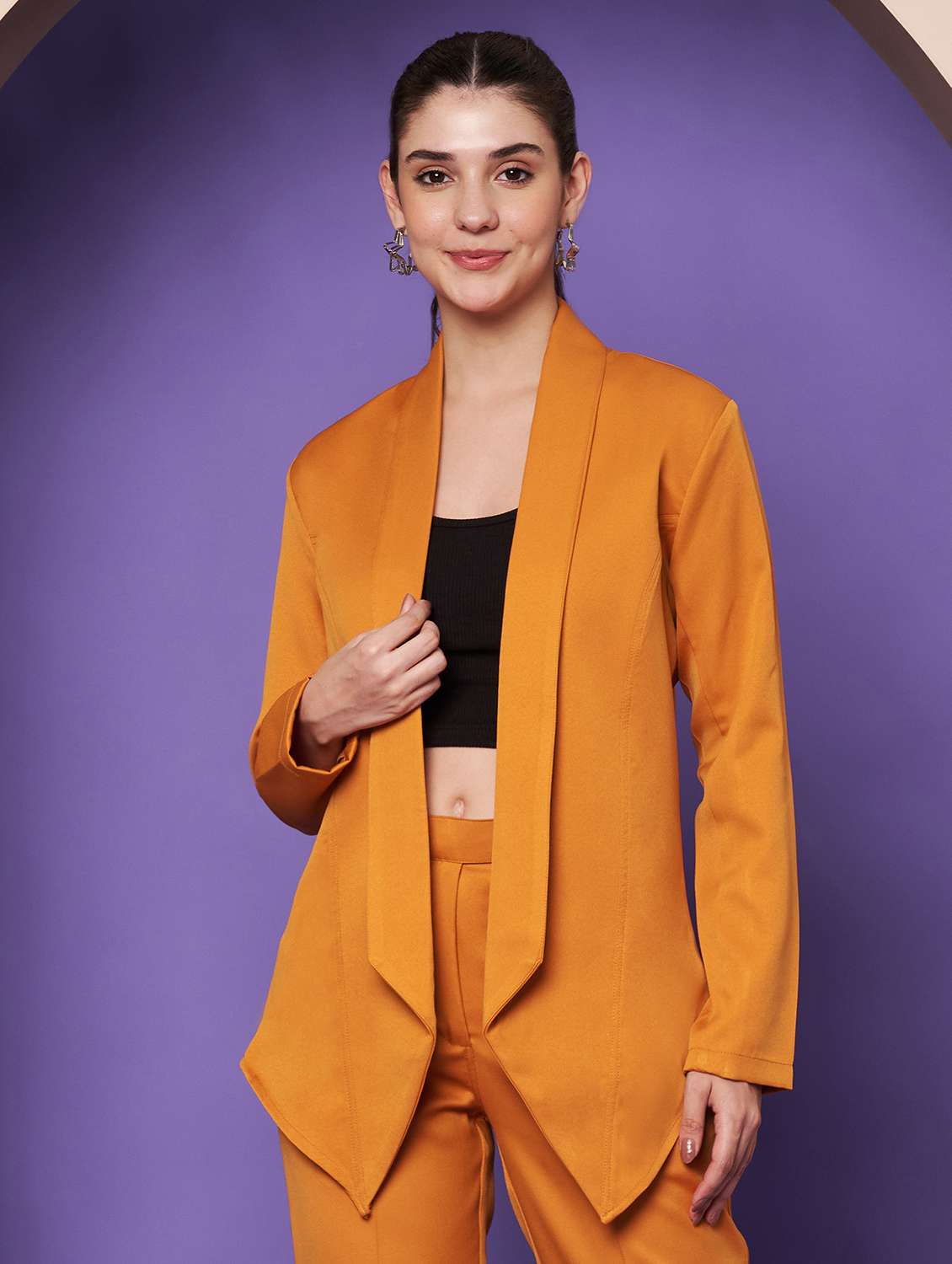 women solid long sleeve formal blazer