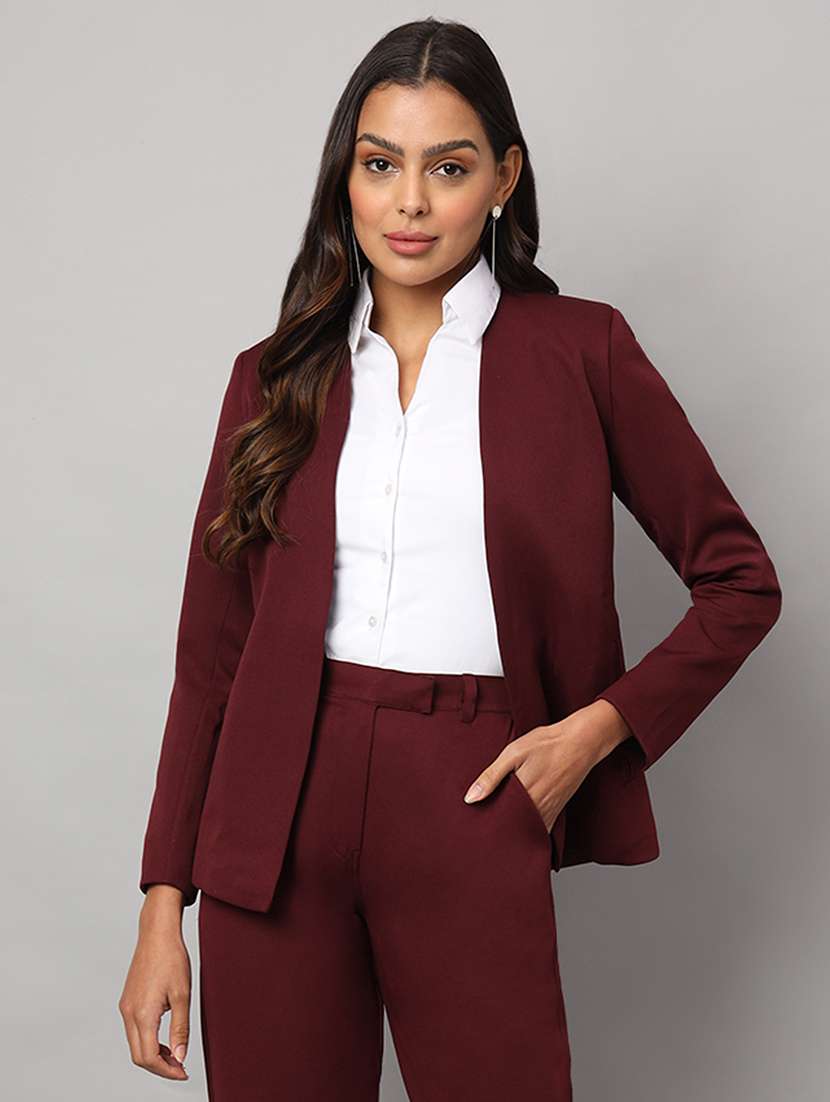 women solid long sleeve formal blazer