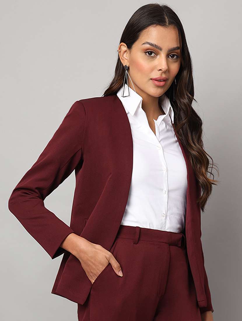women solid long sleeve formal blazer - 22381245 -  Standard Image - 3