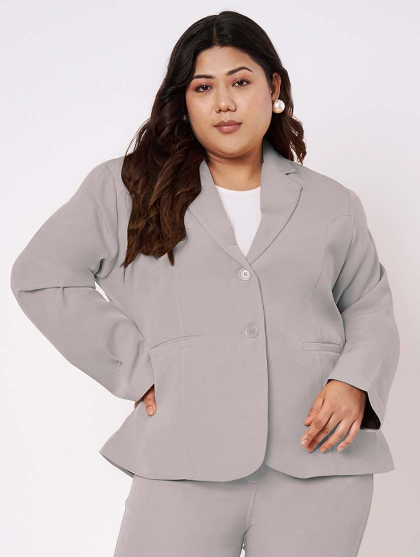 women solid long sleeve formal blazer