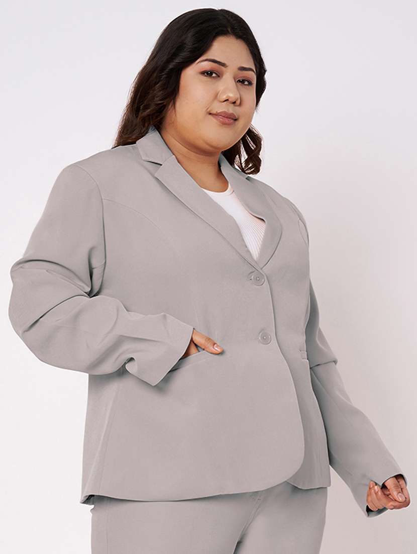women solid long sleeve formal blazer - 22381260 -  Standard Image - 3