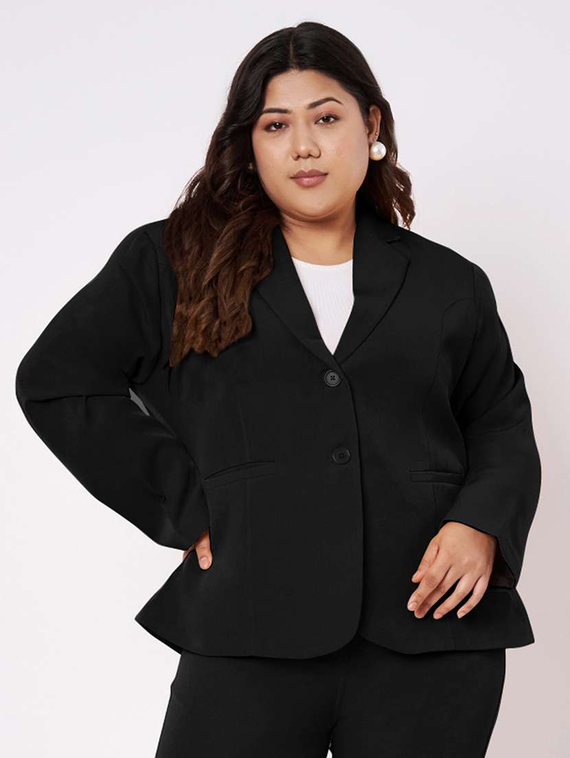 women solid long sleeve formal blazer