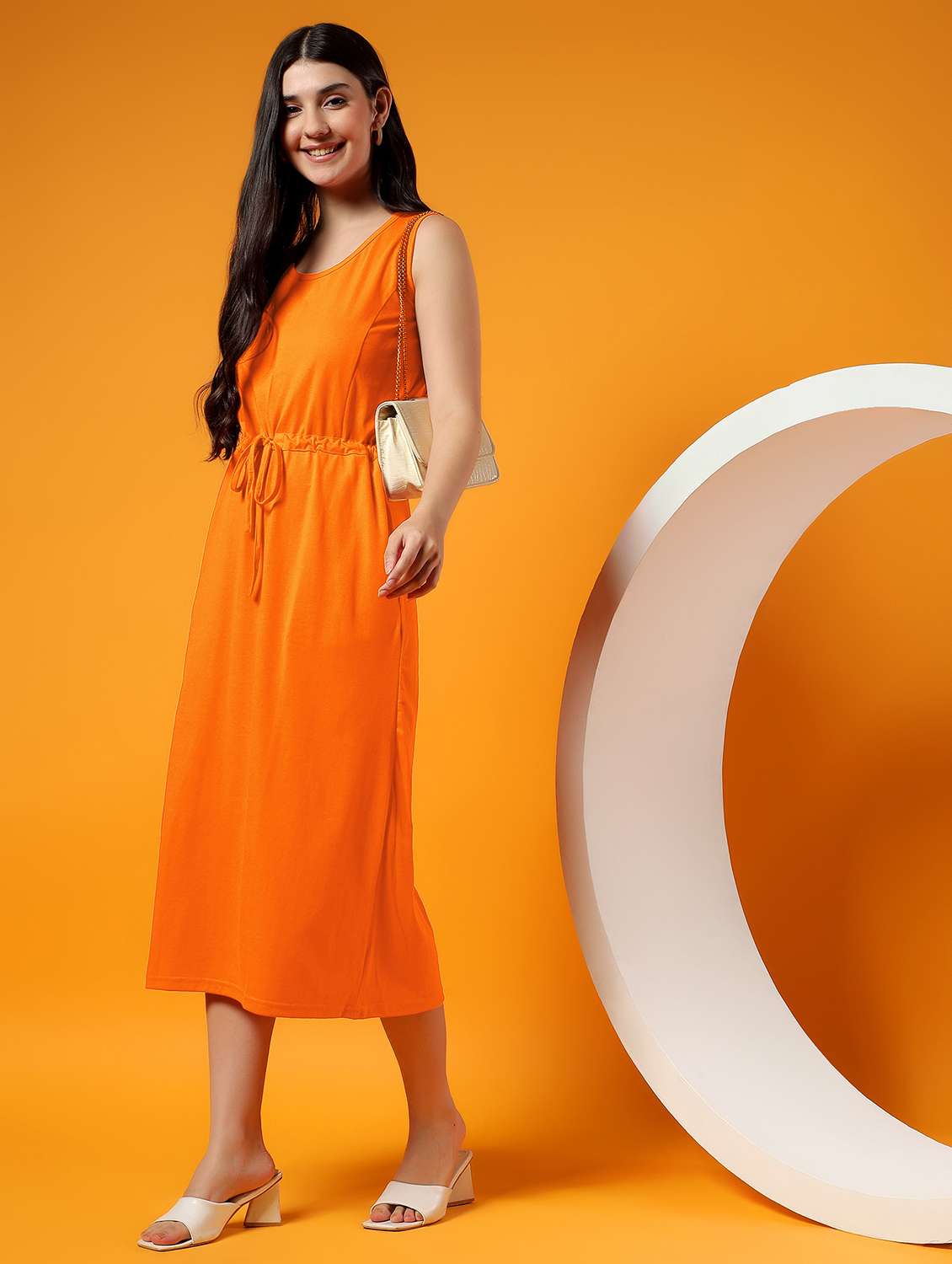 women solid sleeveless a-line dress - 22381312 -  Standard Image - 3