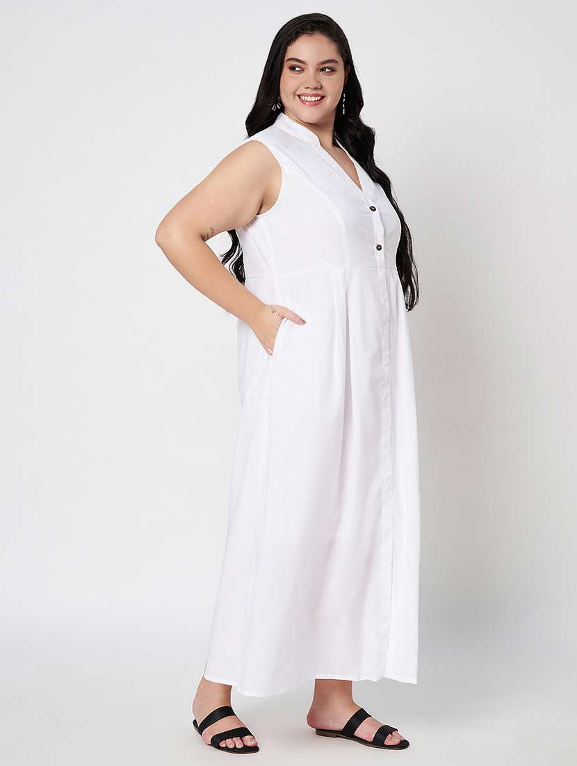 women plus size solid sleeveless a-line dress - 22381332 -  Standard Image - 3