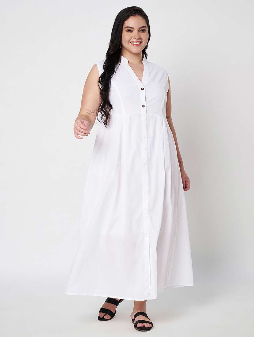 women plus size solid sleeveless a-line dress - 22381332 -  Standard Image - 5