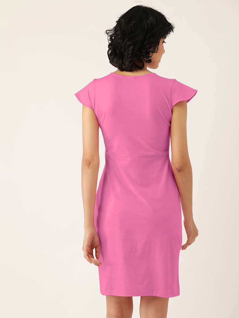 women solid short sleeve sheath dress - 22381345 -  Standard Image - 3