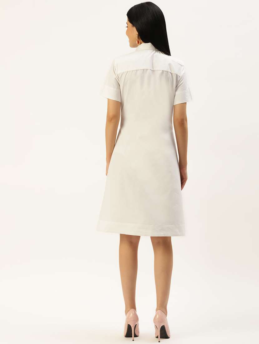 women solid short sleeve shirt dress - 22381359 -  Standard Image - 3