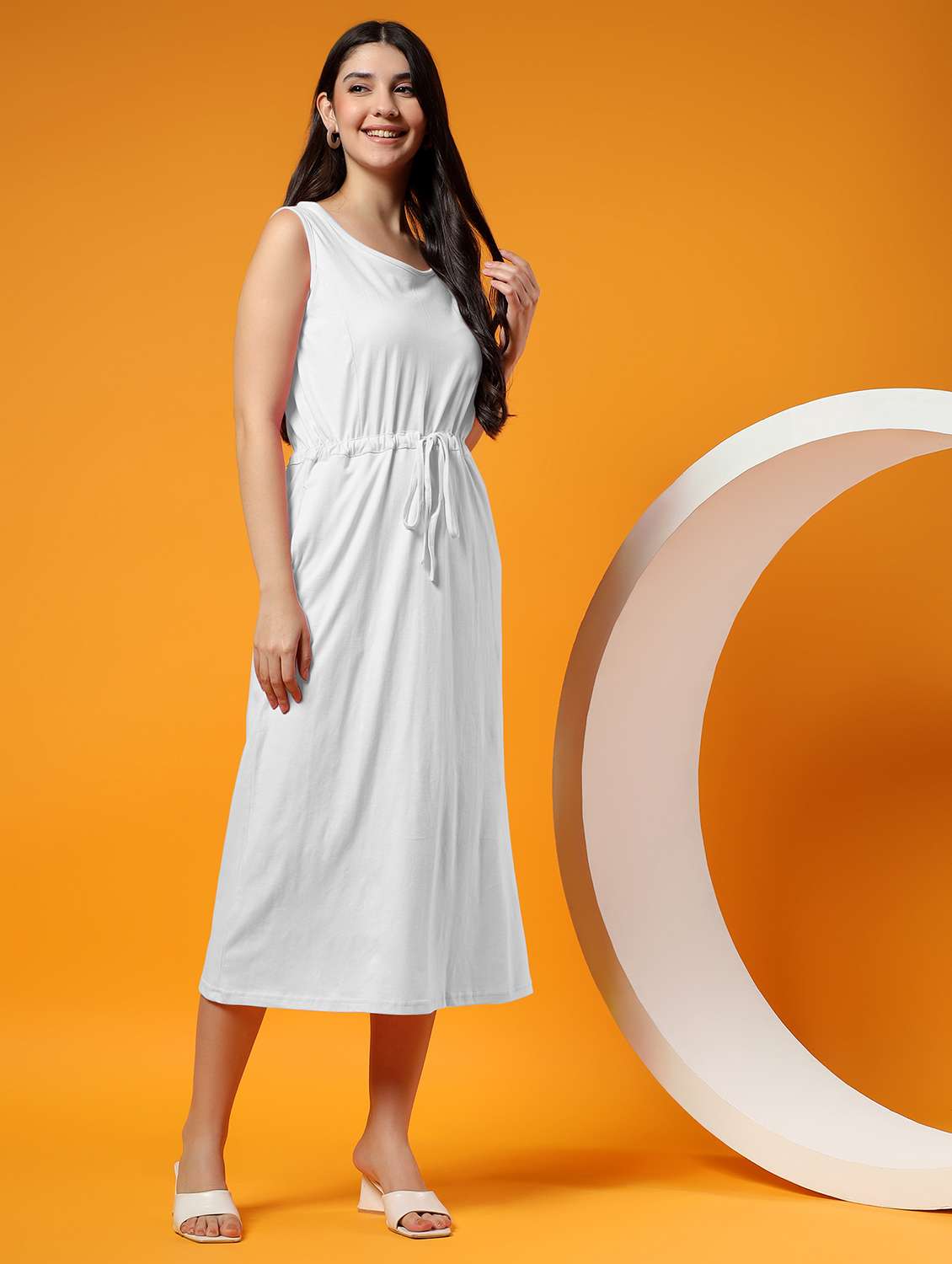 Women Solid Sleeveless A-line Dress - 22381362 -  Standard Image - 3