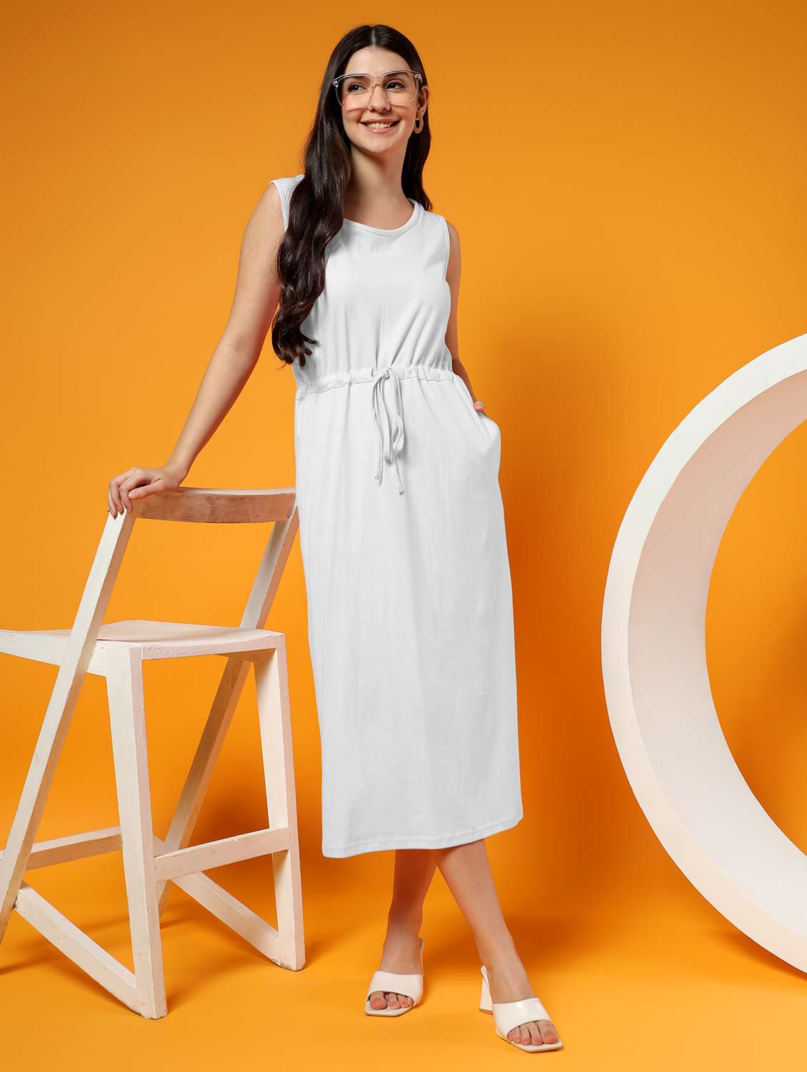 Women Solid Sleeveless A-line Dress - 22381362 -  Standard Image - 5