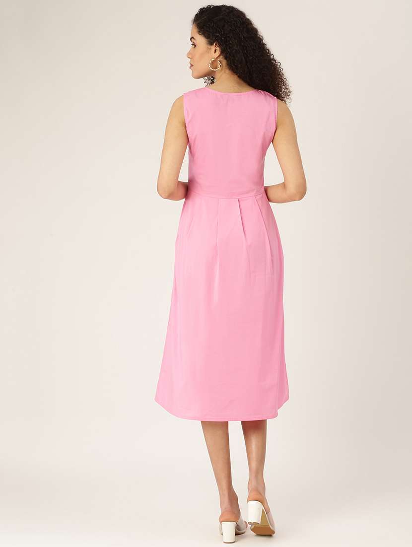 women solid sleeveless a-line dress - 22381394 -  Standard Image - 3