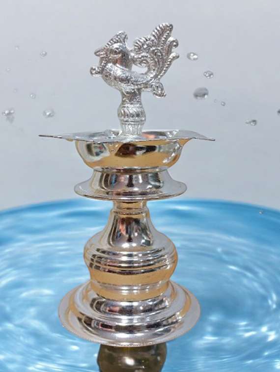 sigaram peacock silver diya for puja pack of 2