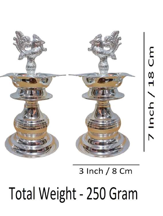 sigaram peacock silver diya for puja pack of 2 - 22381482 -  Standard Image - 3