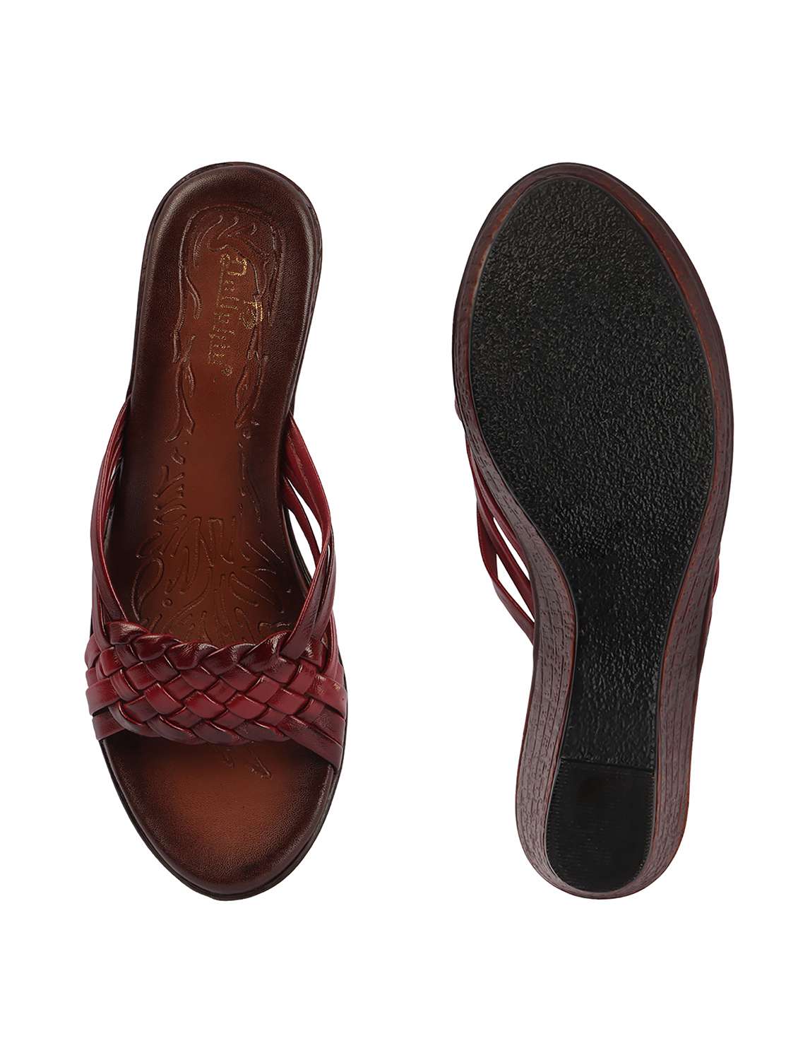 women maroon slip on wedge - 22381605 -  Standard Image - 5