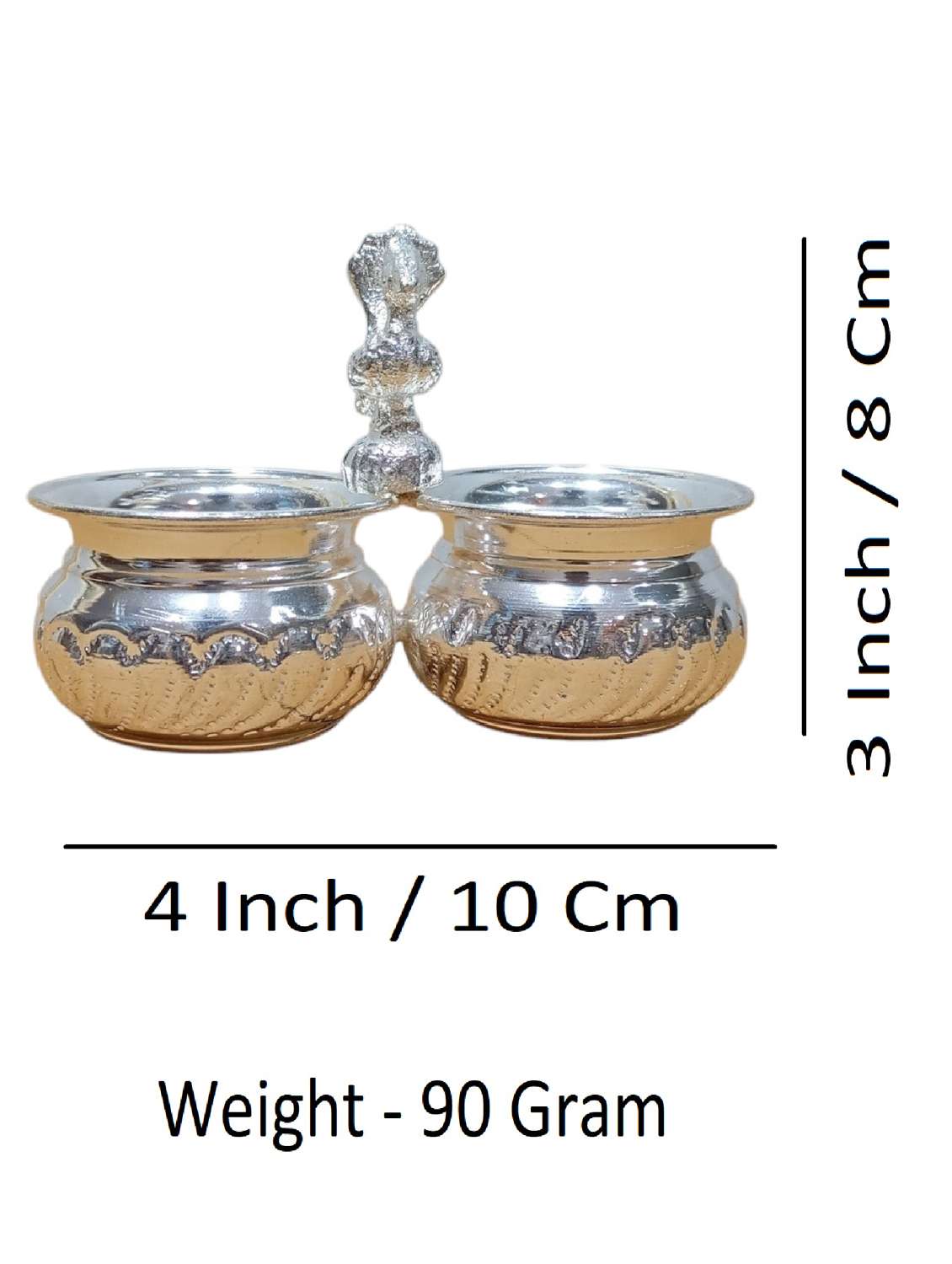 sigaram brass 4x3 inch 2 cup panchwala kum kum bharani for home pooja decore k4574 - 22381608 -  Standard Image - 3