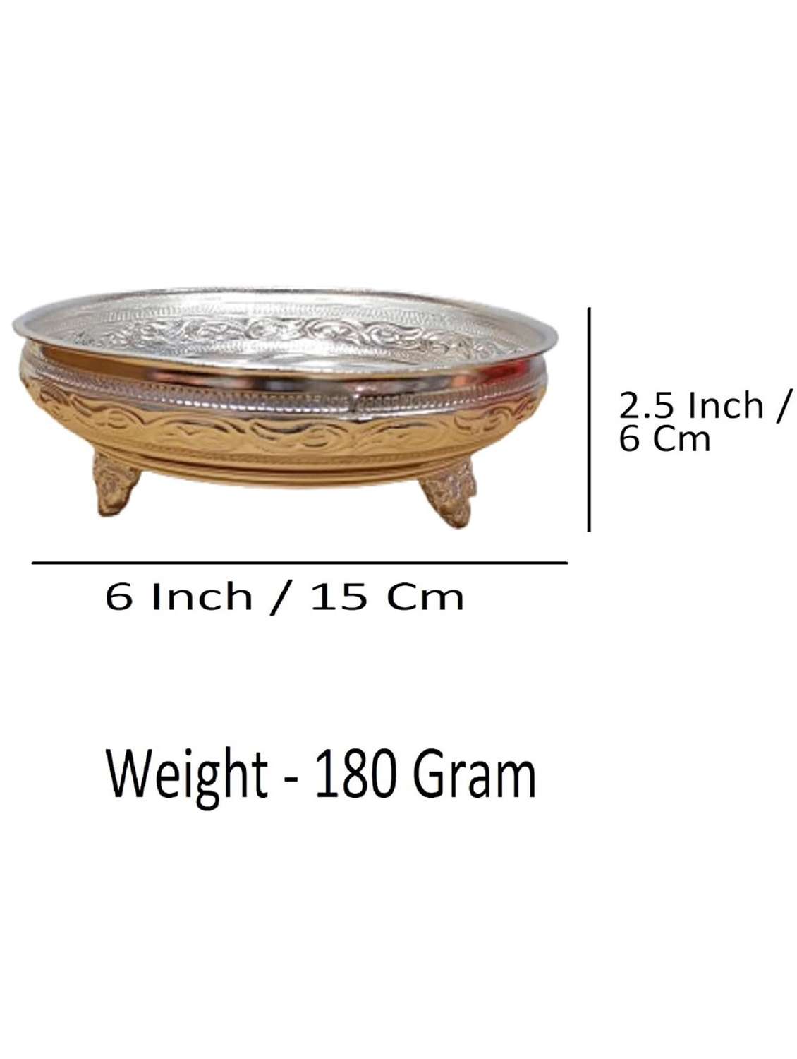  sigaram german silver 6 inch floral design plate with stand for home pooja decore k4492 - 22381622 -  Standard Image - 3