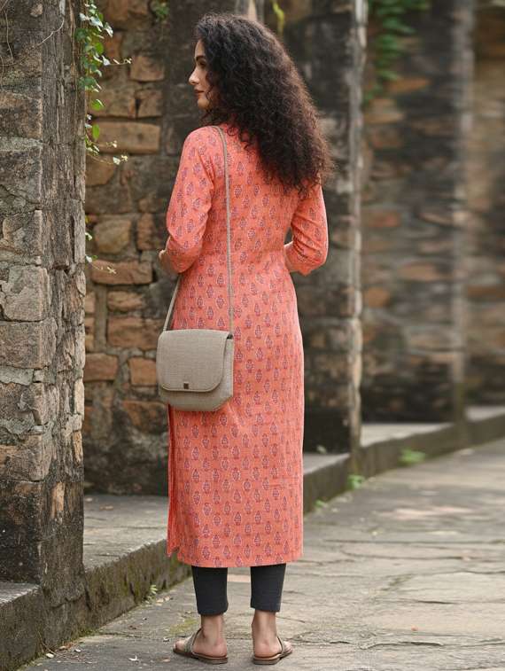 women printed three quarter sleeve straight kurta - 22381634 -  Standard Image - 3