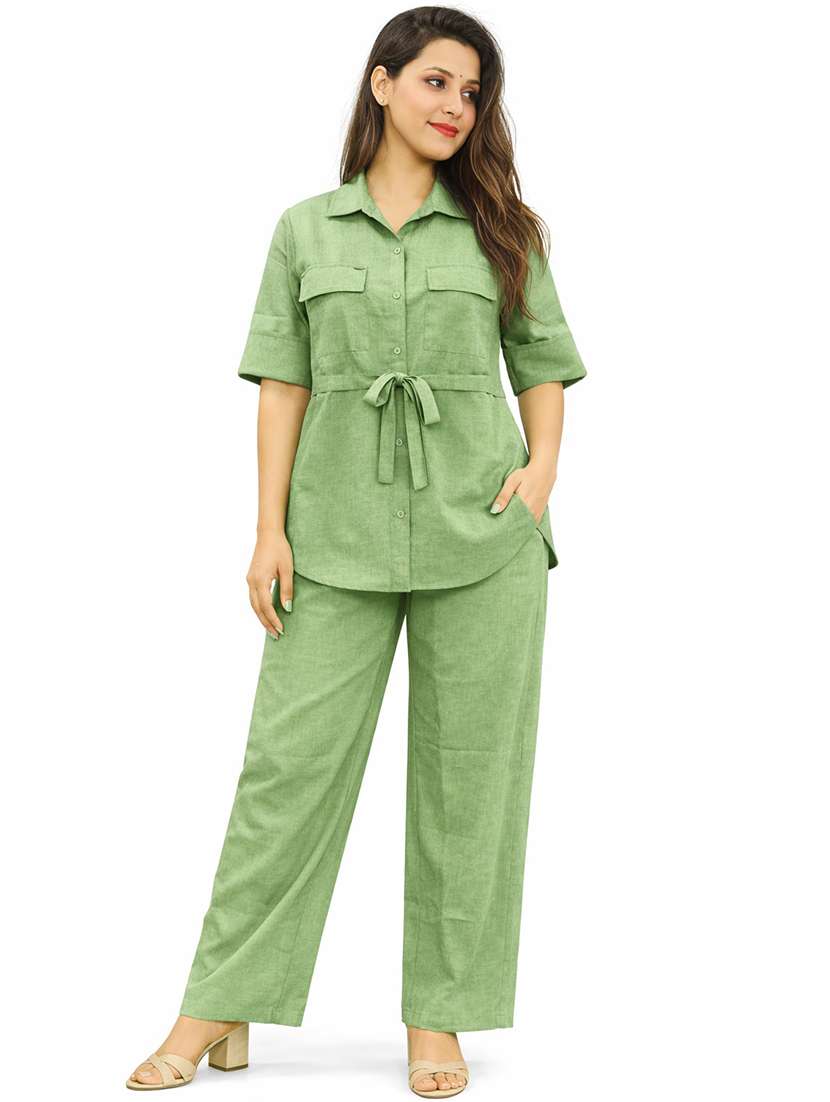 women solid top and trouser co-ord set