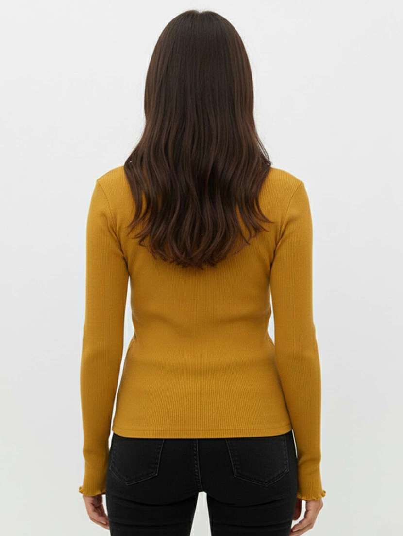 women solid mock neck long sleeve top - 22381652 -  Standard Image - 3