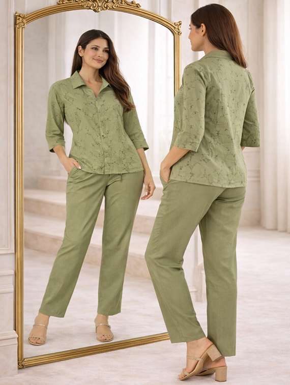 women embroidered top and trouser co-ord set - 22381671 -  Standard Image - 5