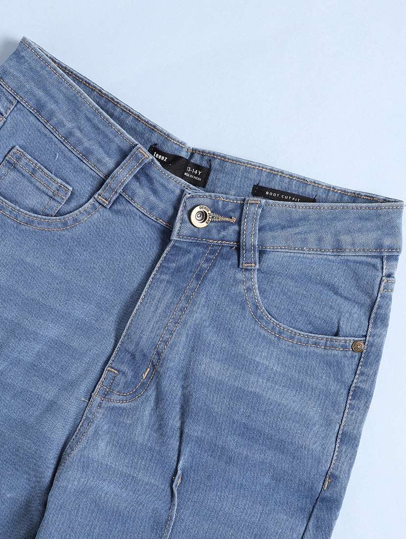 girls washed mid rise bootcut jeans - 22381738 -  Standard Image - 3