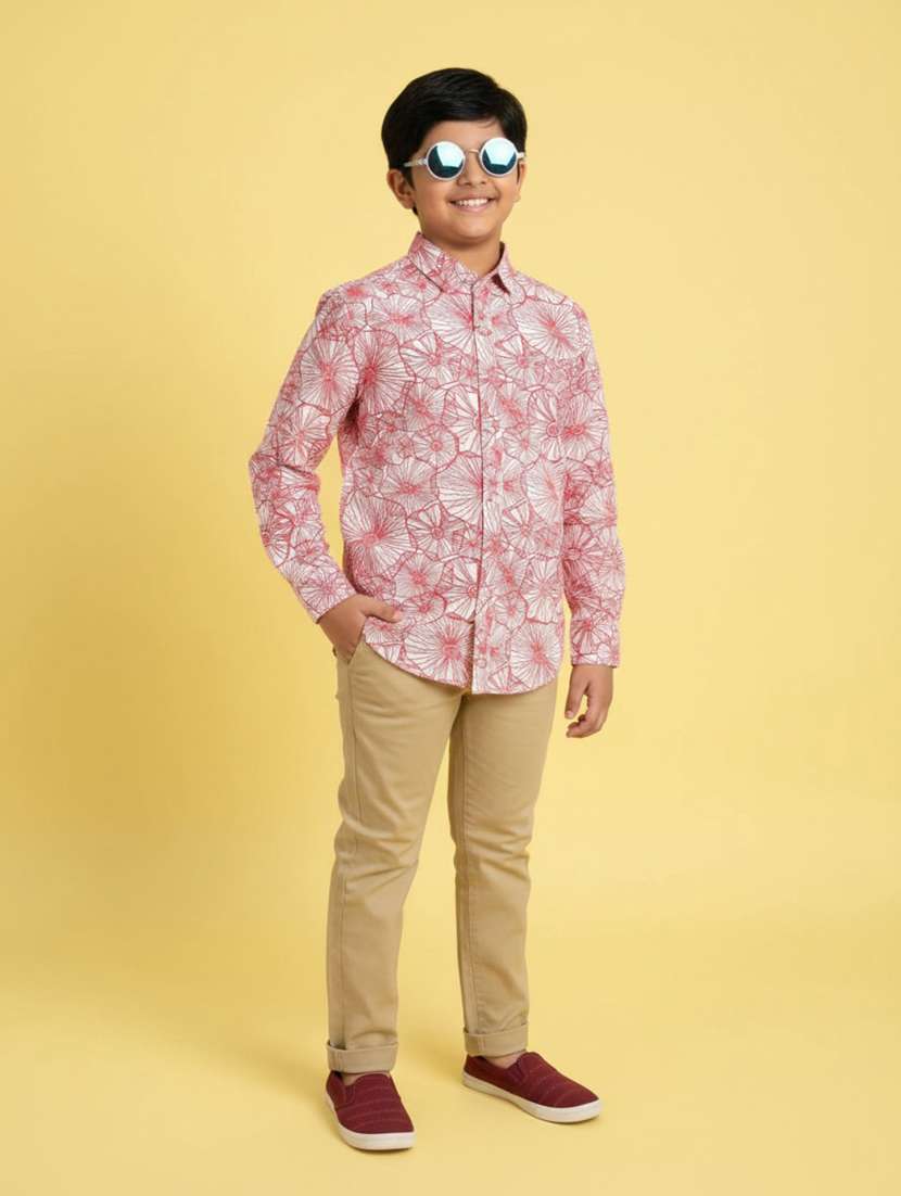 boys printed long sleeves collared shirt