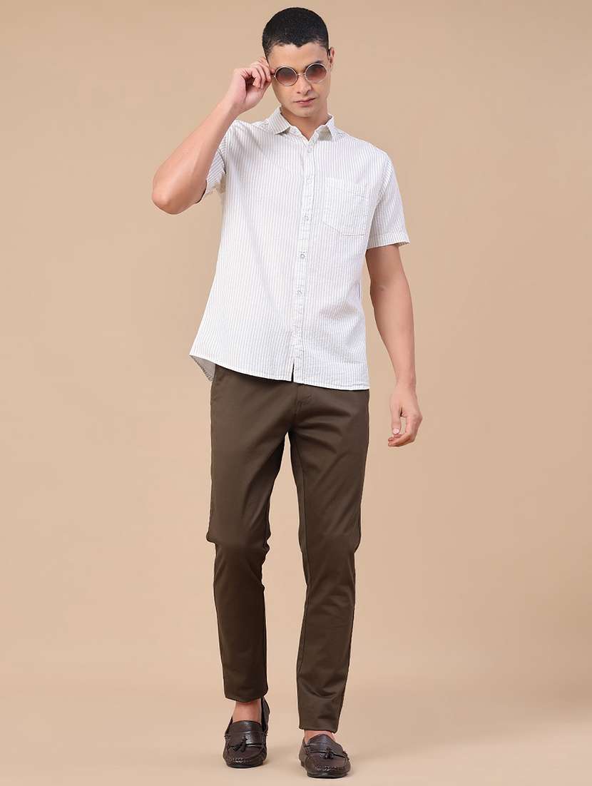 men striped short sleeve slim fit casual shirt - 22381778 -  Standard Image - 5