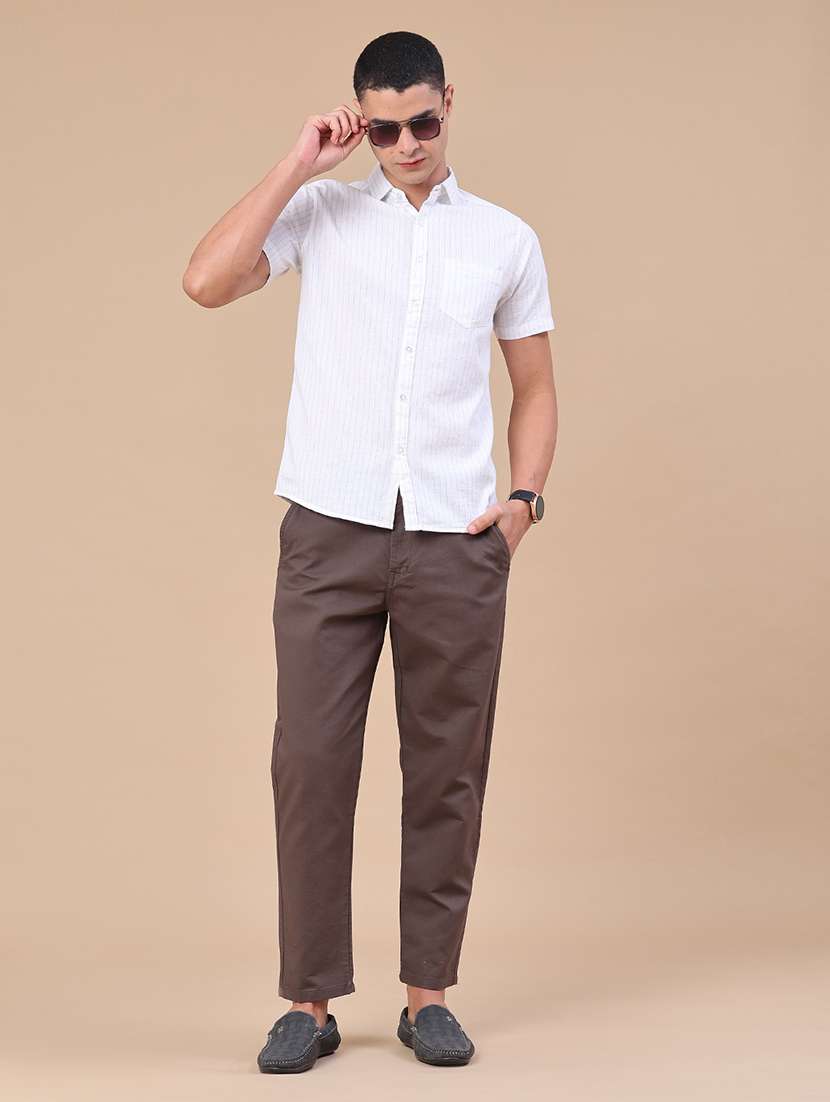 men striped short sleeve slim fit casual shirt - 22381780 -  Standard Image - 5