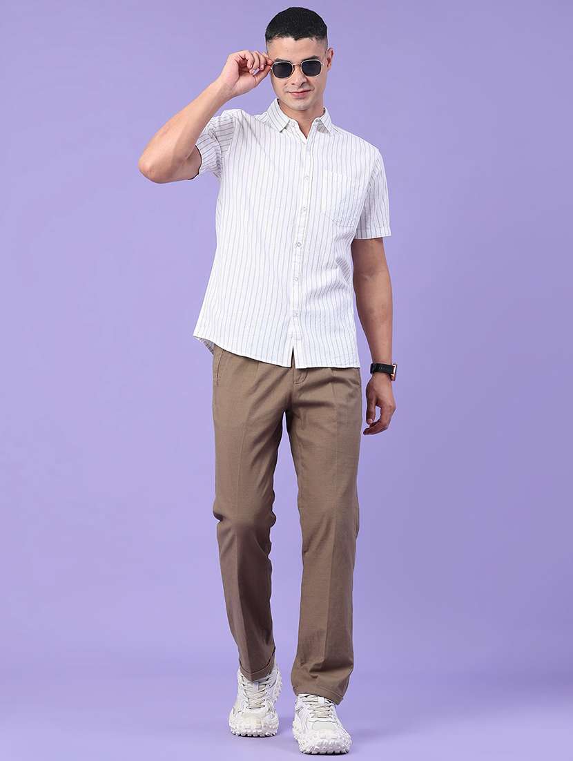 men striped short sleeve slim fit casual shirt - 22381785 -  Standard Image - 5