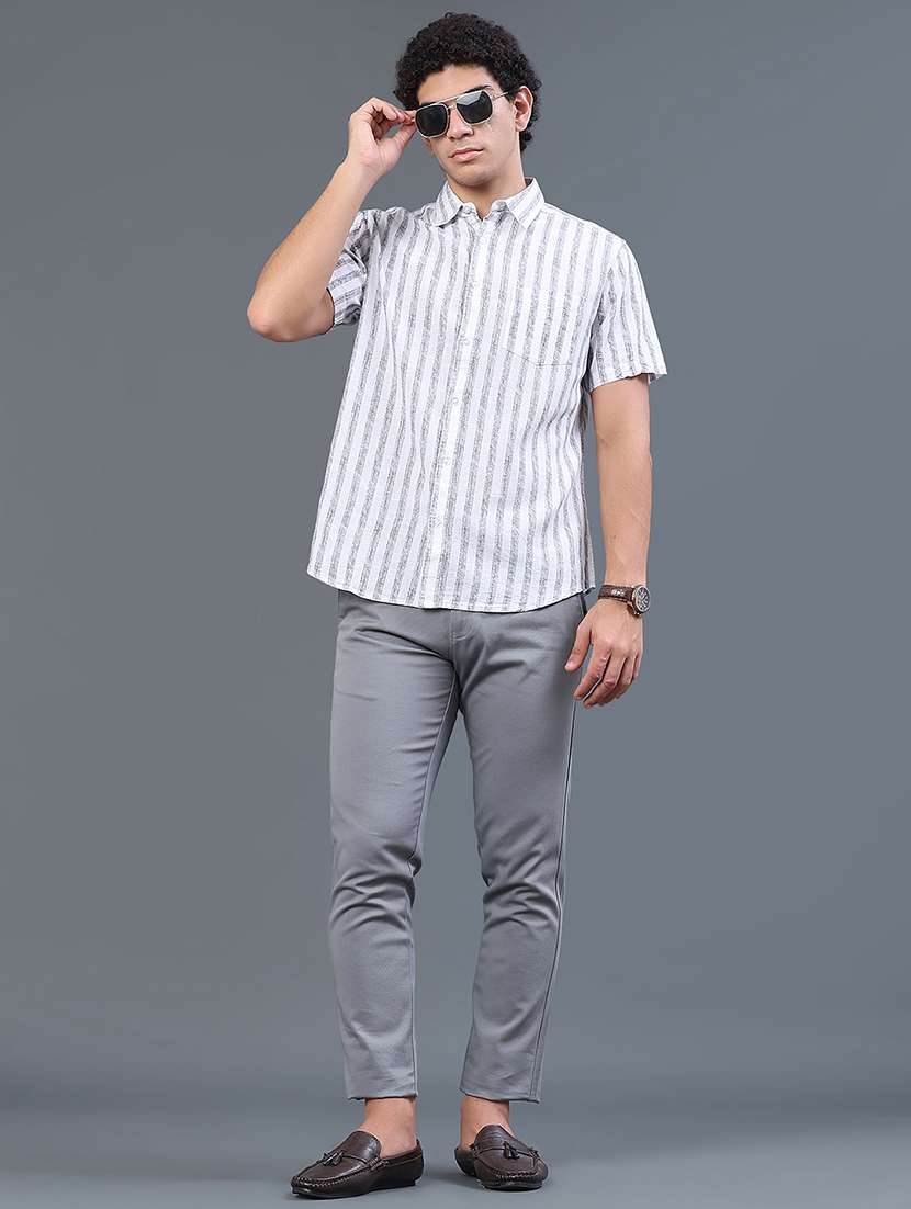 men striped short sleeve slim fit casual shirt - 22381786 -  Standard Image - 5