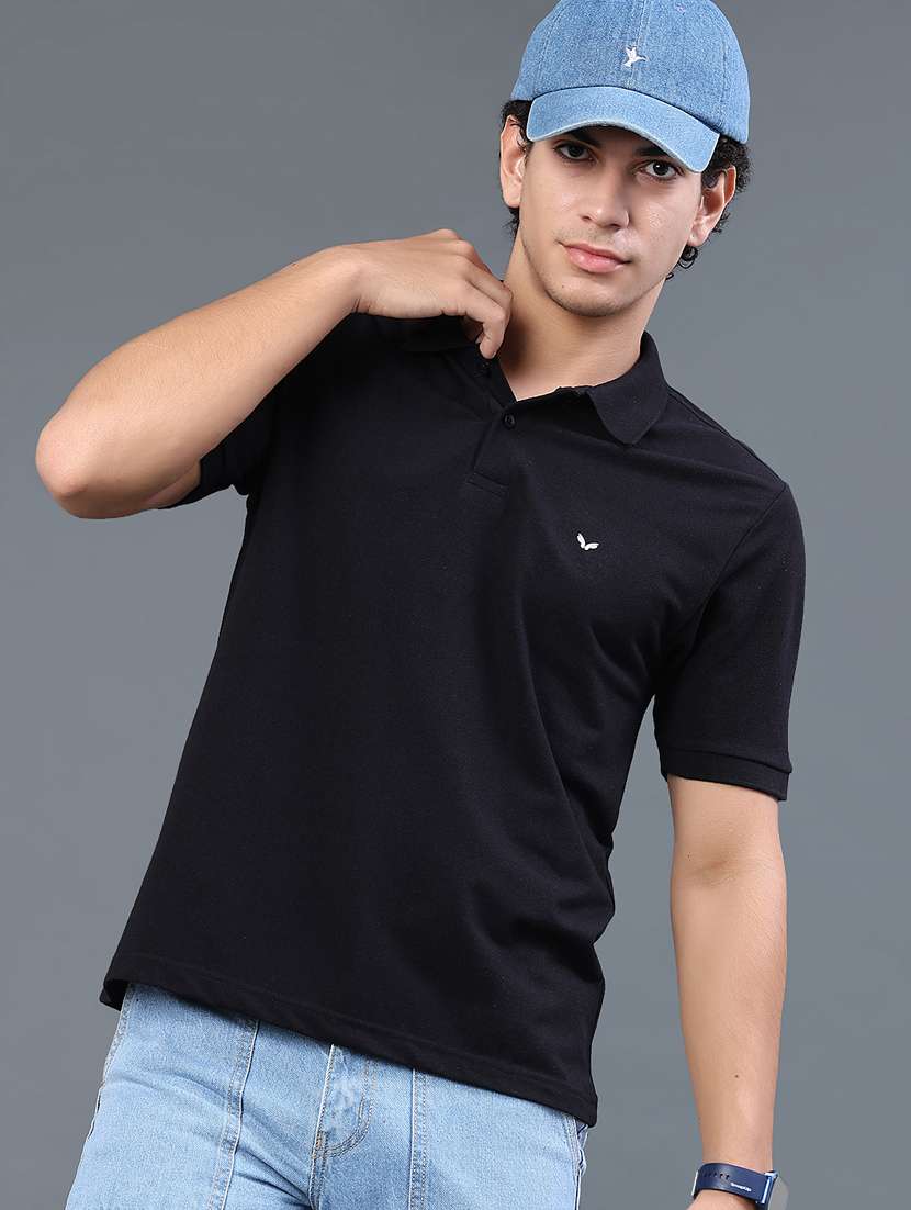 men solid short sleeve regular fit polo t-shirt