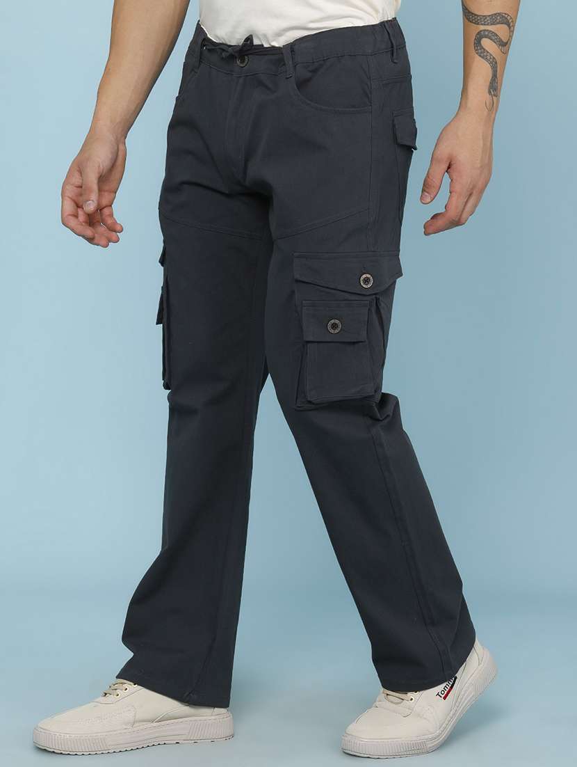 Men Solid Mid Rise Regular Fit Cargo - 22381817 -  Standard Image - 3