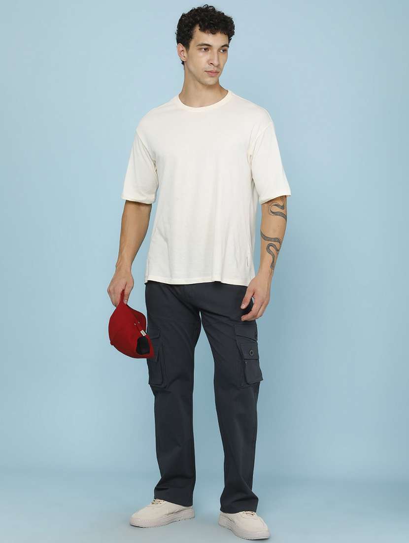 Men Solid Mid Rise Regular Fit Cargo - 22381817 -  Standard Image - 5