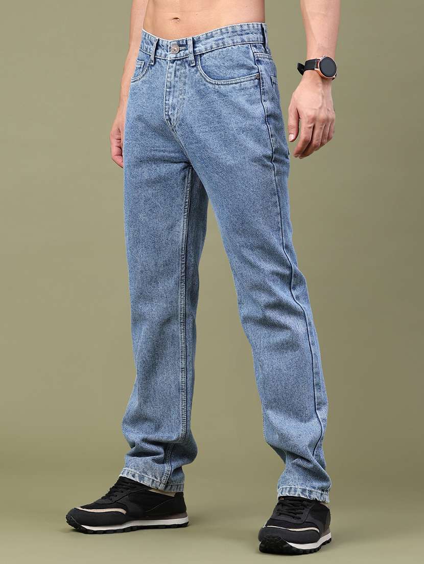 men plain mid rise full length straight jeans - 22382032 -  Standard Image - 3