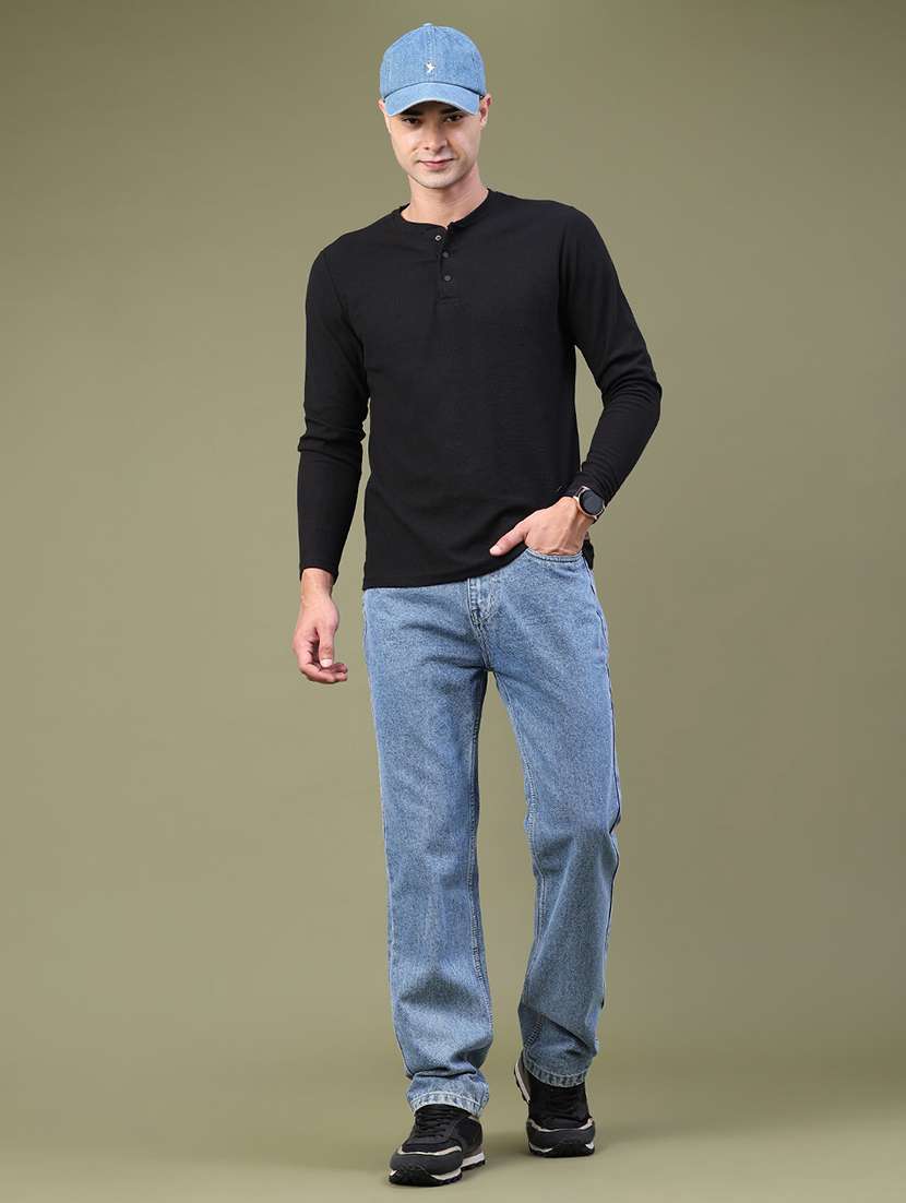men plain mid rise full length straight jeans - 22382032 -  Standard Image - 5