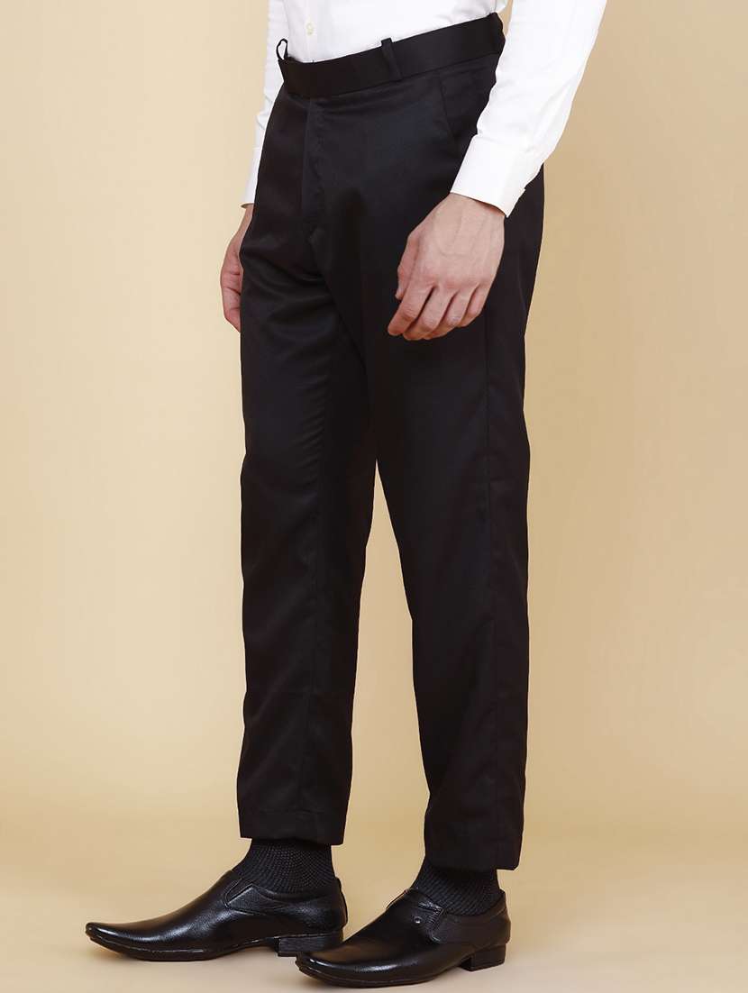 men solid mid rise flat front formal trouser - 22382034 -  Standard Image - 3