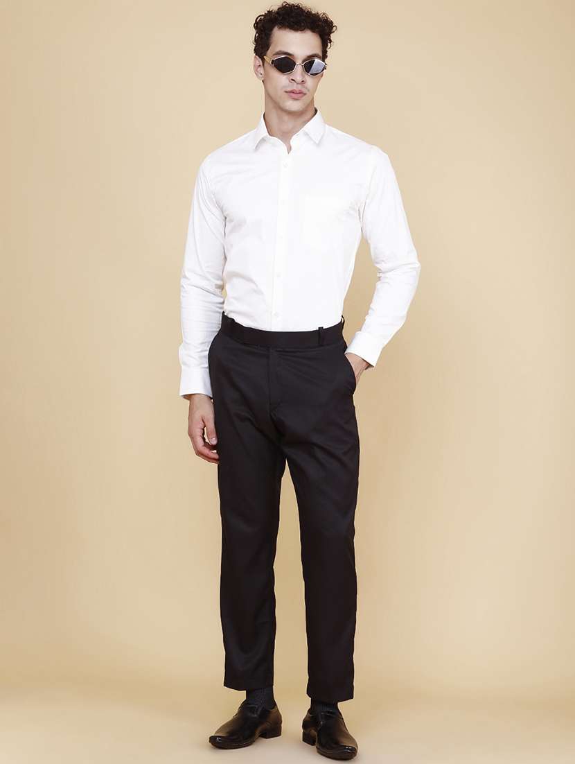 men solid mid rise flat front formal trouser - 22382034 -  Standard Image - 5