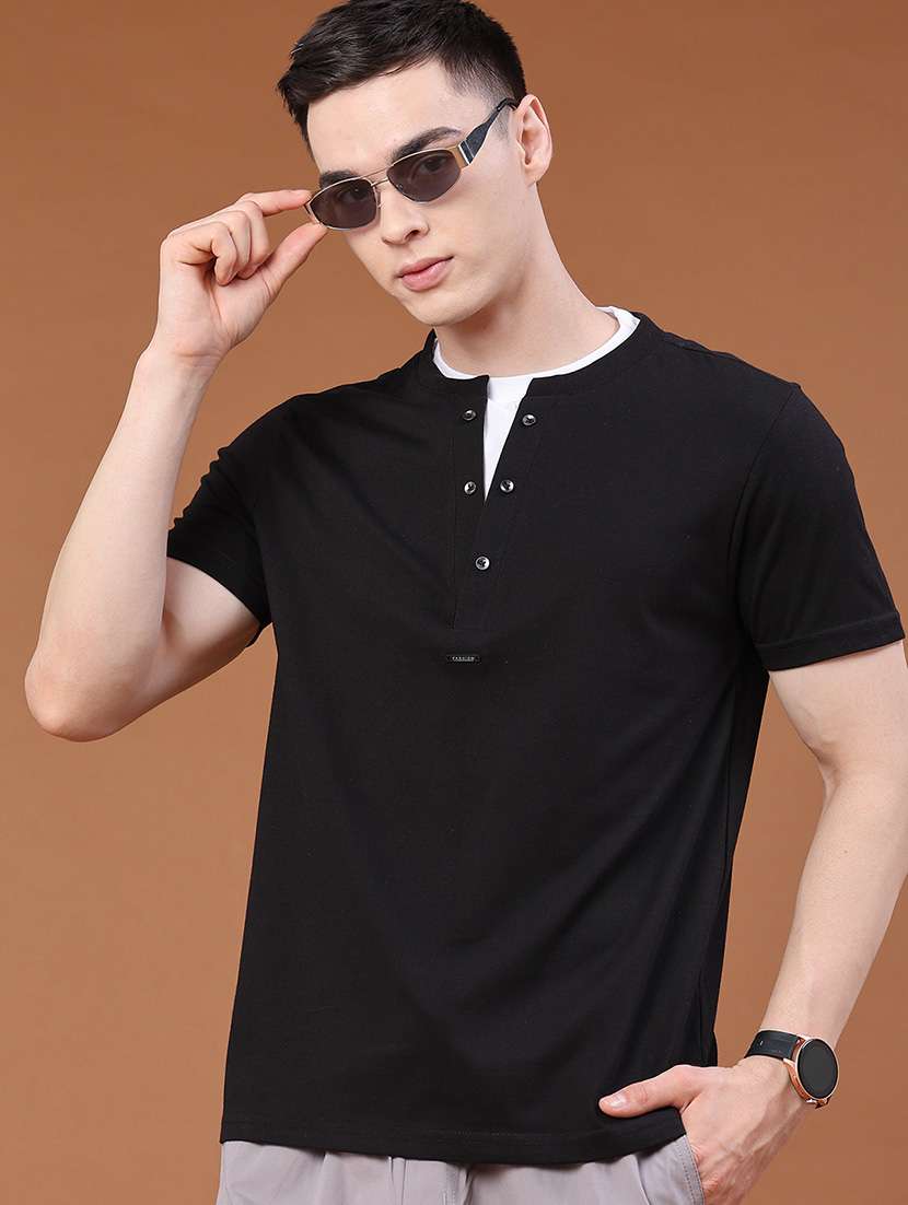 men solid short sleeves casual t-shirt