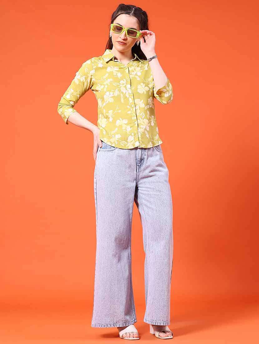 women plain mid rise wide leg jeans - 22382044 -  Standard Image - 5