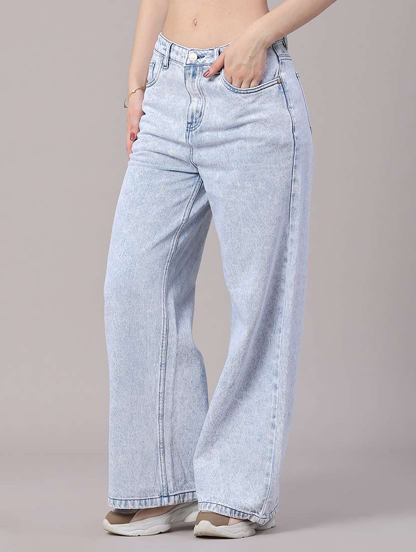 women washed mid rise wide leg jeans - 22382046 -  Standard Image - 3