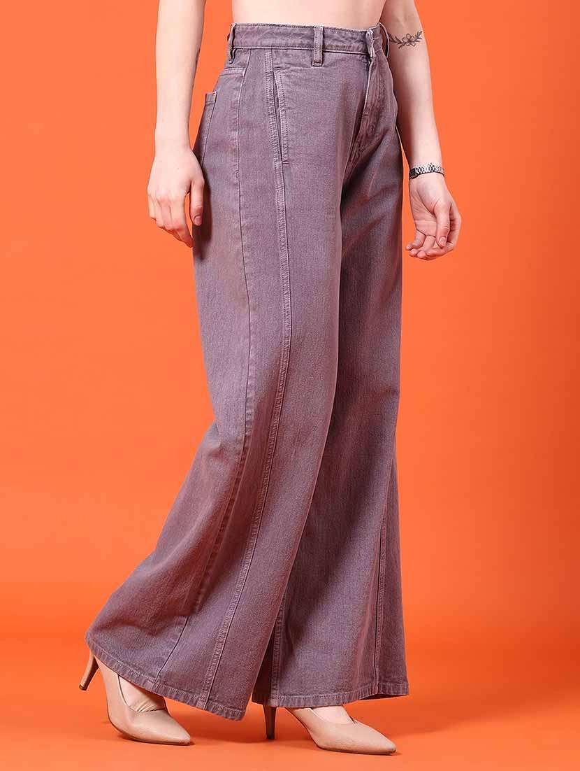women plain mid rise wide leg jeans - 22382047 -  Standard Image - 3