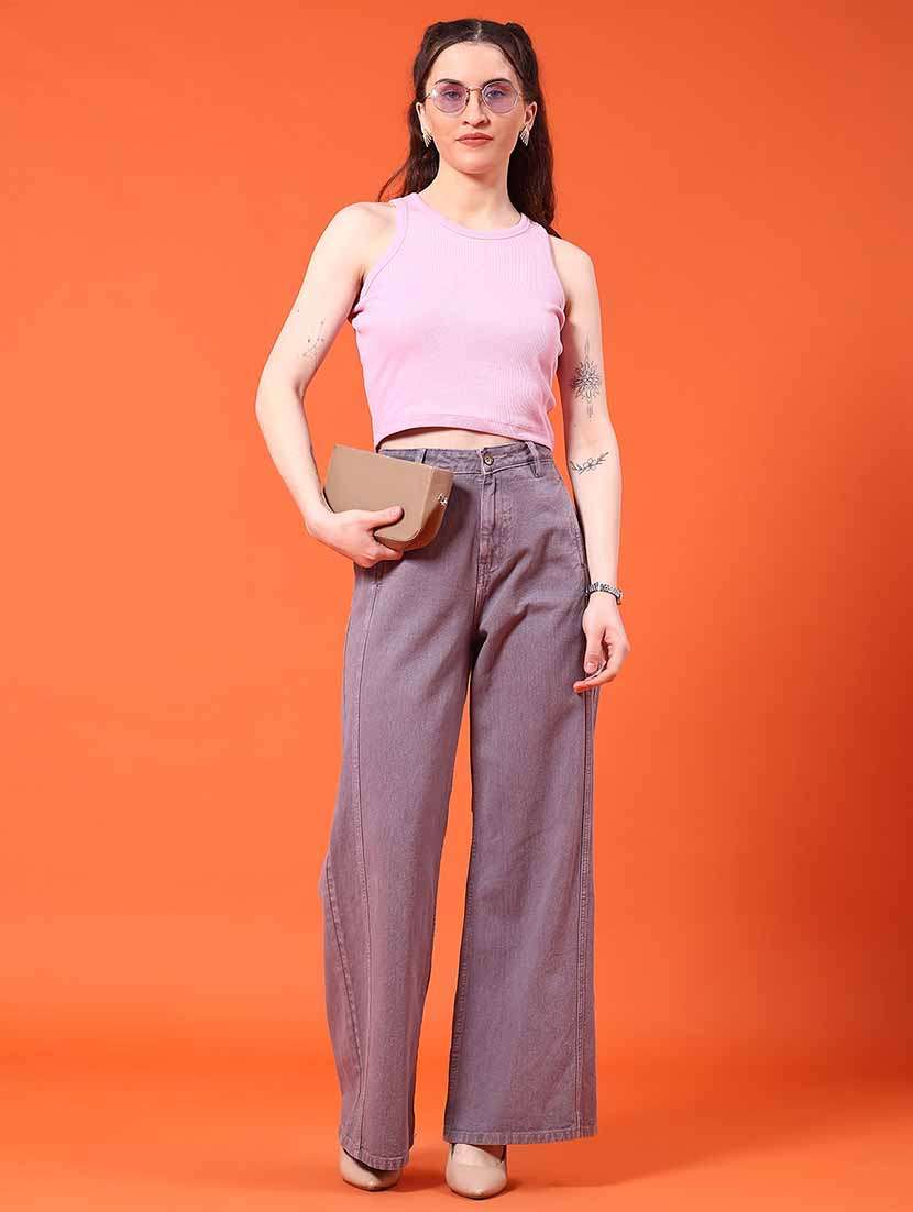 women plain mid rise wide leg jeans - 22382047 -  Standard Image - 5