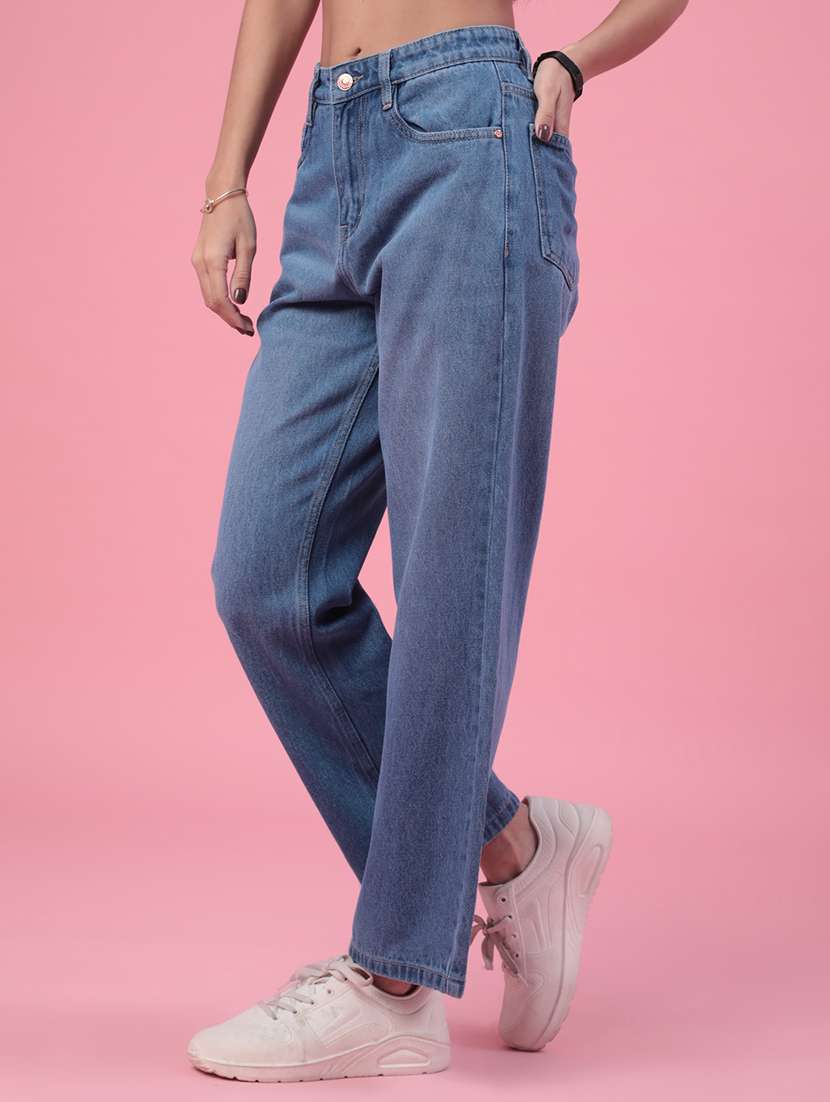 women solid high rise wide leg jeans - 22382048 -  Standard Image - 3