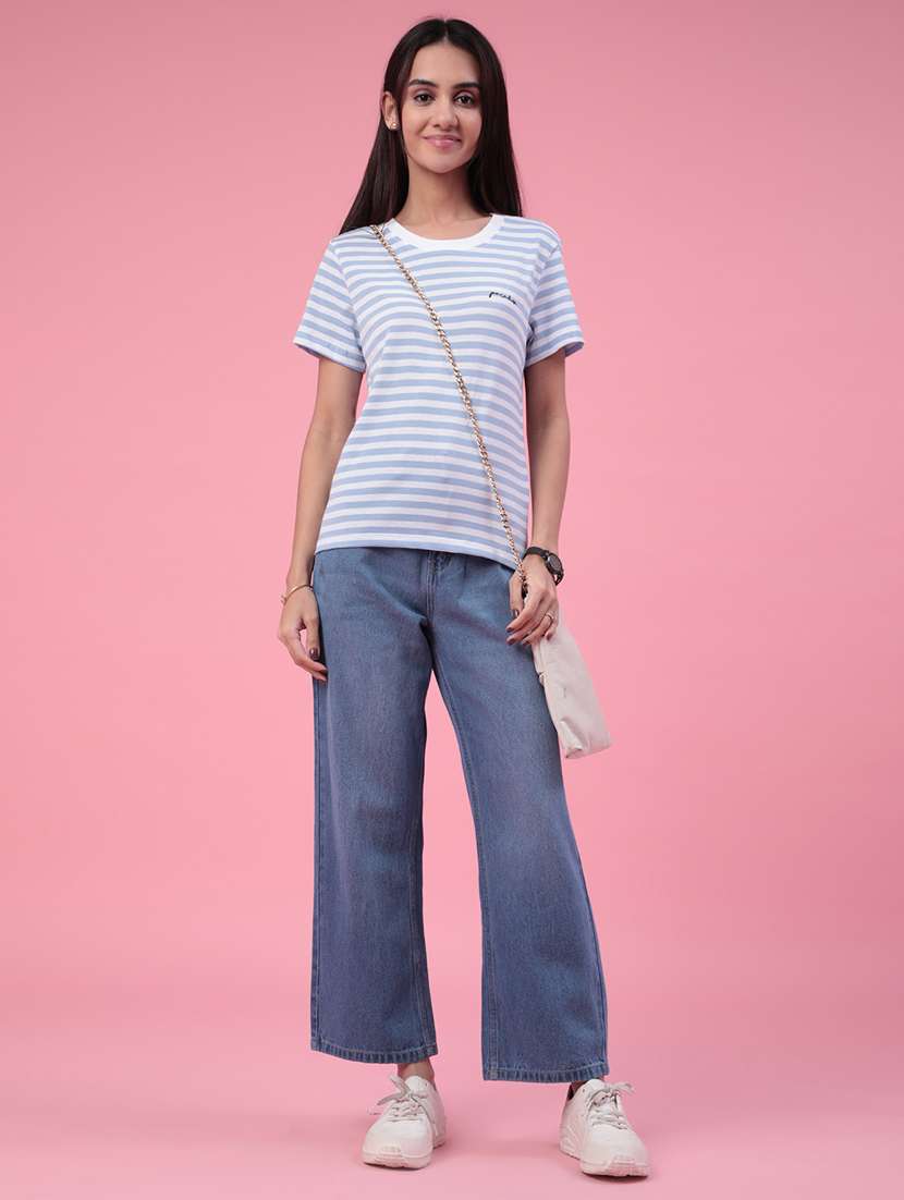 women solid high rise wide leg jeans - 22382048 -  Standard Image - 5