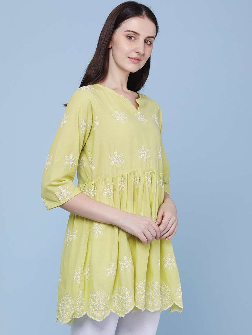 women embroidered notch neck peplum tunic - 22382086 -  Standard Image - 3