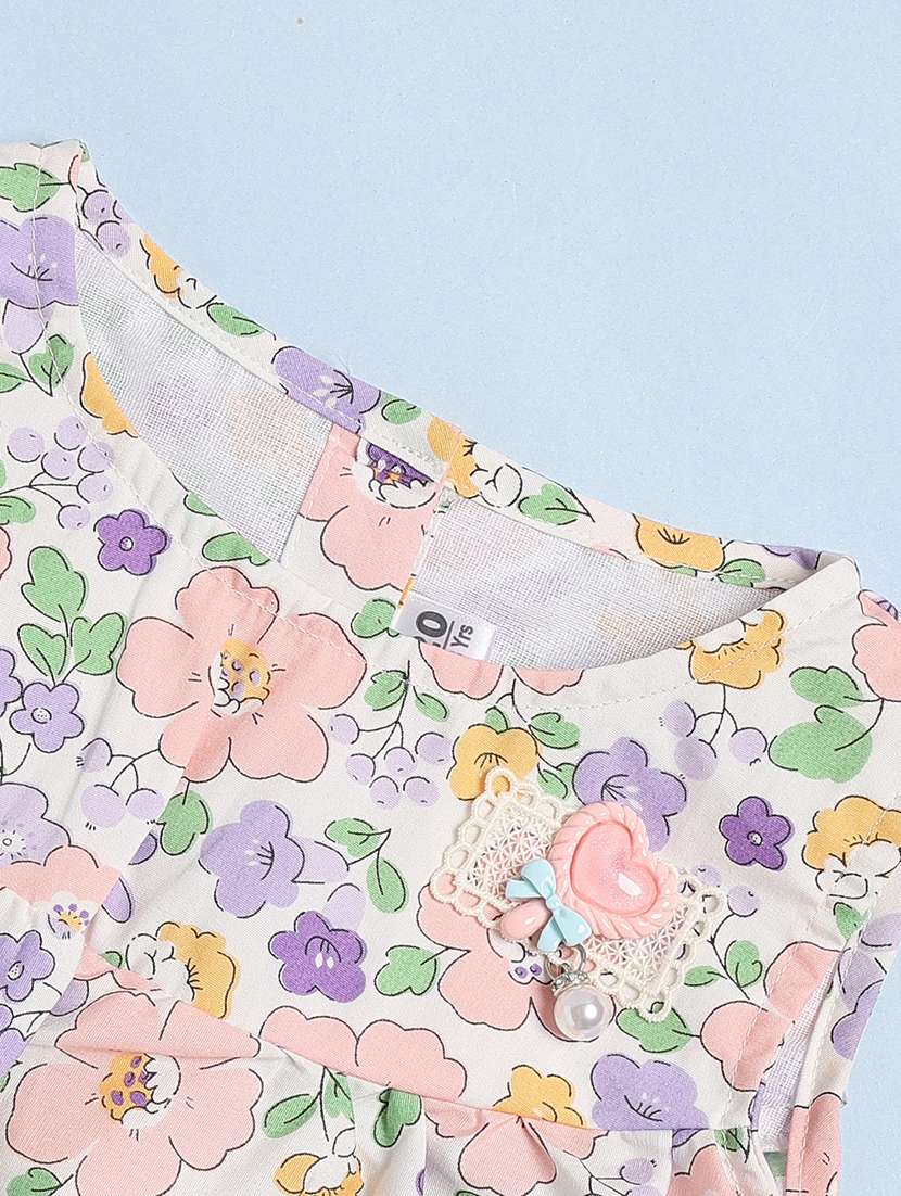 girls printed round neck sleeveless frock  - 22382099 -  Standard Image - 3
