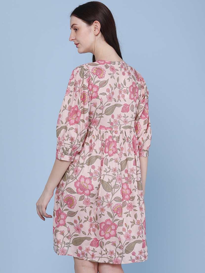 Women Printed Three Quarter Sleeves Flared Dress - 22382136 -  Standard Image - 3
